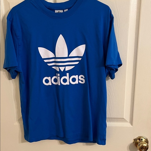 Adidas Blue T Shirt with White Logo - Picture 1 of 3